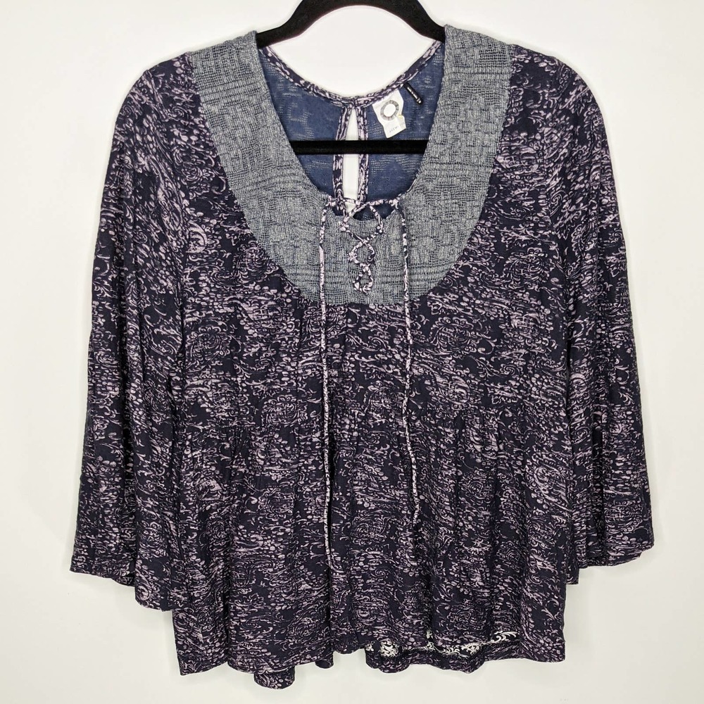 ANTHROPOLOGIE Blue Akemi Kin Marcella Boho Blouse Sz M - Picture 1 of 8